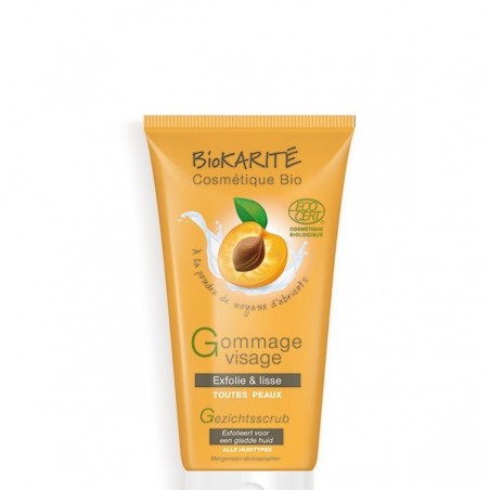 BIOKARITÉ GOMMAGE VISAGE BIO – À LA POUDRE DE NOYAUX D’ABRICOTS – 75 ML - Parafam