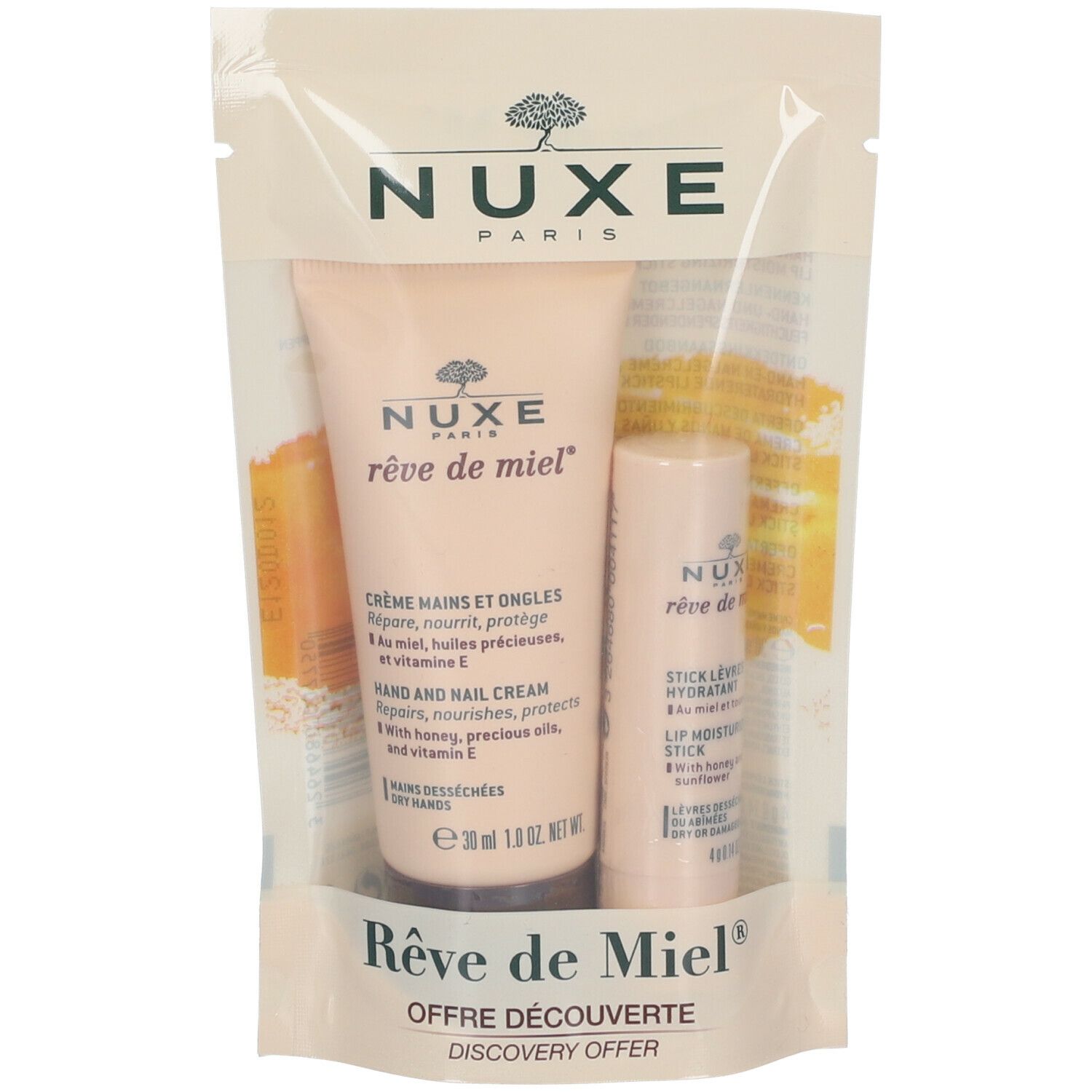 Nuxe Rêve de Miel Crème Mains et Ongles 30ml + Stick Lèvres Hydratant 4g - Parafam